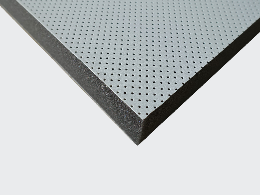 Flachschaumstoff mit gelochter PVC Haut